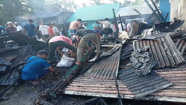 Fire Destroys 10 Shops at Jhalokathi Market, Losses Near Tk 50 Lakh
