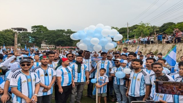 World Cup Fever Hits Rangamati: Argentina Fans Stage Colorful Motorbike Rally