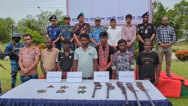 Pirate Gang Surrenders to Coast Guard in Sundarbans with Arms, Ammunition