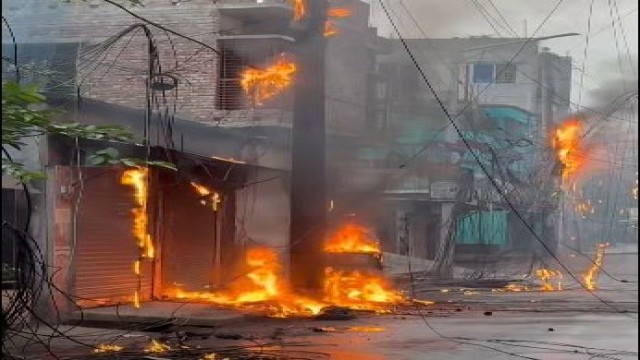Fire Breaks Out on Power Poles in Rajshahi, Electricity Supply Disrupted