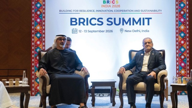 UAE Crown Prince Meets Iranian President on BRICS Summit Sidelines