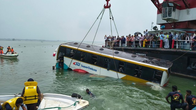 Three Arrested After Passenger Bus Plunges into River at Daulatdia Ferry Ghat
