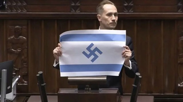 Polish MP Sparks Outrage by Displaying Nazi Symbol on Israeli Flag