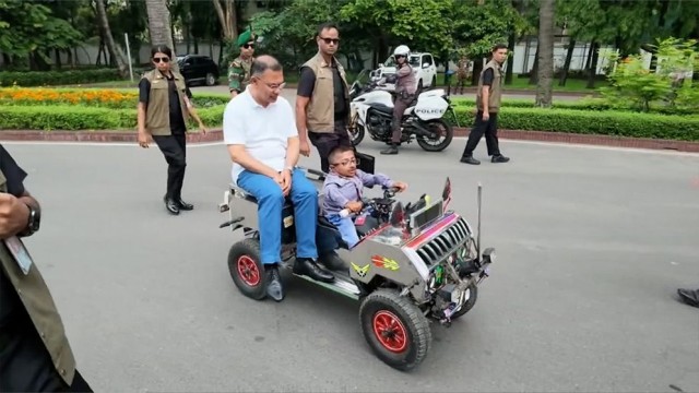 PM Tarique Rahman rides ‘A to I Smart Car’ built by special needs youth