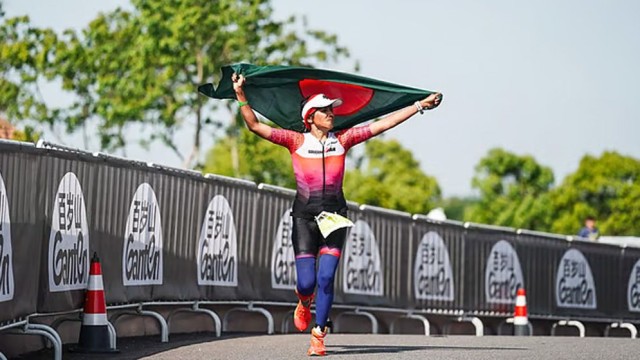 Sazia Sultana Happy Makes History by Completing Ironman 70.3 World Championship