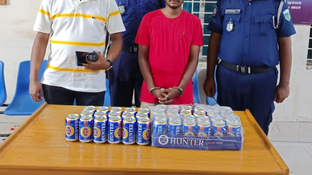 Youth arrested with 40 bottles of beer at Rooppur Gol Chattar