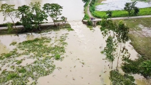 Road Collapse in Sunamganj Cuts Off Communication for Thousands Amid Rising Floodwaters