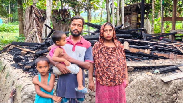Fire Leaves Pregnant Woman, Four Children Homeless in Rajapur